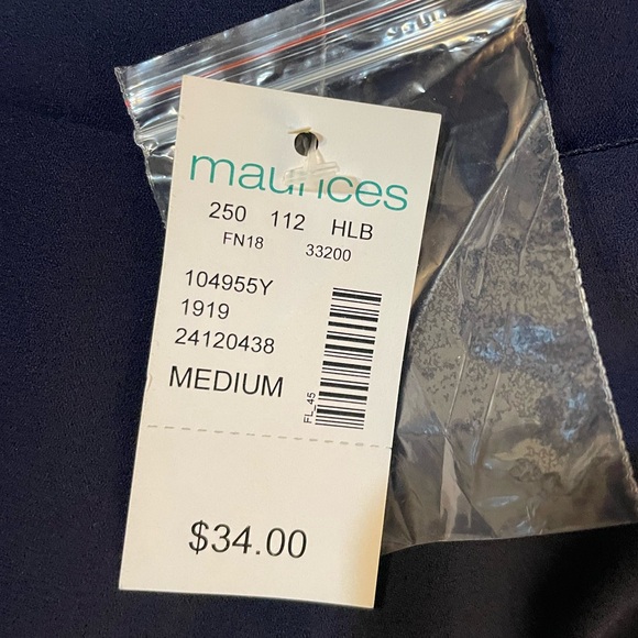 NWT Maurices Navy Solid Button Sleeve Blouse Size M - Picture 2 of 3